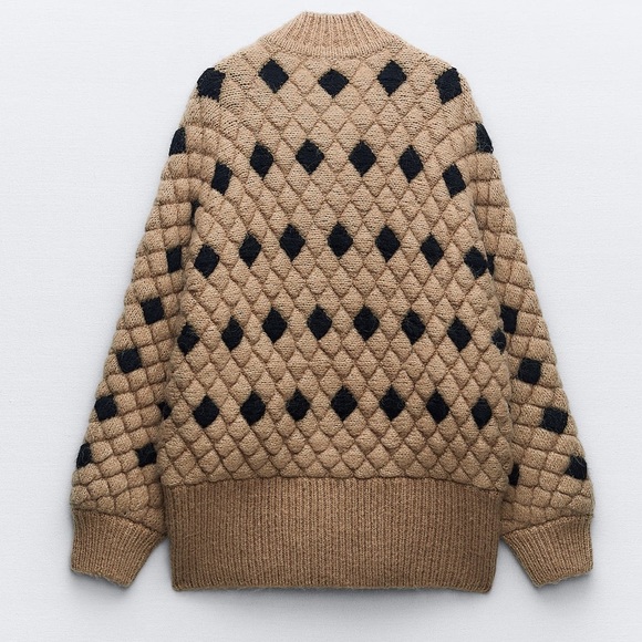 Bloggers Favorite- ZARA NEW WOMAN QUILTED KNIT JACKET CARDIGAN CAMEL 580… - Picture 11 of 12
